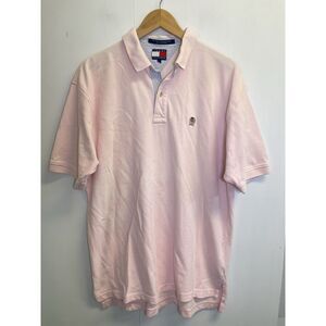 Tommy Hilfiger‎ Men's L Short Sleeve Light Pink Cotton Polo Shirt Crest Logo
